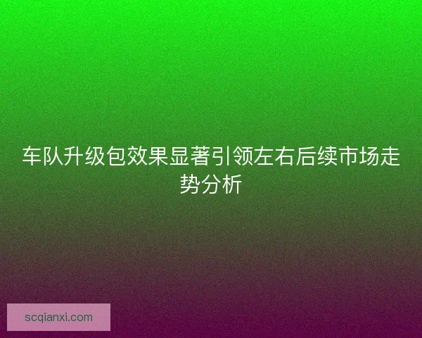 车队升级包效果显著引领左右后续市场走势分析