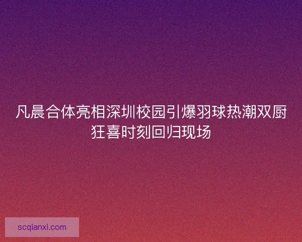 凡晨合体亮相深圳校园引爆羽球热潮双厨狂喜时刻回归现场