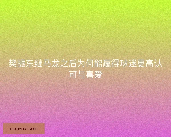 樊振东继马龙之后为何能赢得球迷更高认可与喜爱