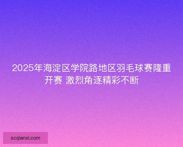 2025年海淀区学院路地区羽毛球赛隆重开赛 激烈角逐精彩不断