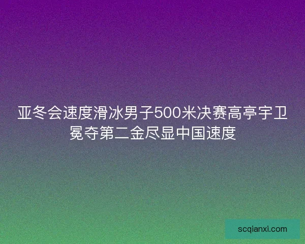 亚冬会速度滑冰男子500米决赛高亭宇卫冕夺第二金尽显中国速度